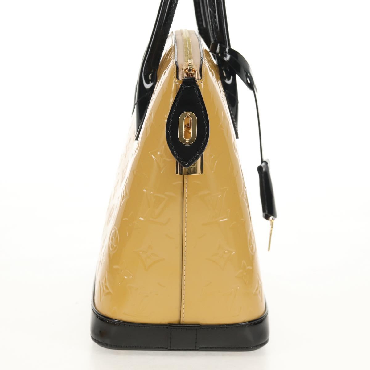 LOUIS VUITTON Monogram Vernis Lockit PM Tote Bag Beige Black M90251 Auth BA7933M