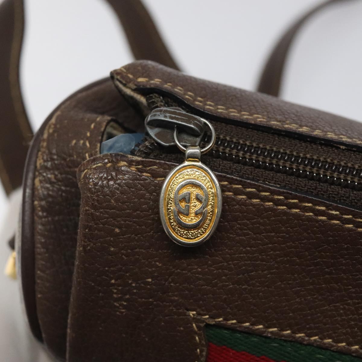 GUCCI GG Supreme Web Sherry Line Bag PVC Beige Gold 001 58 0918 Auth BA794