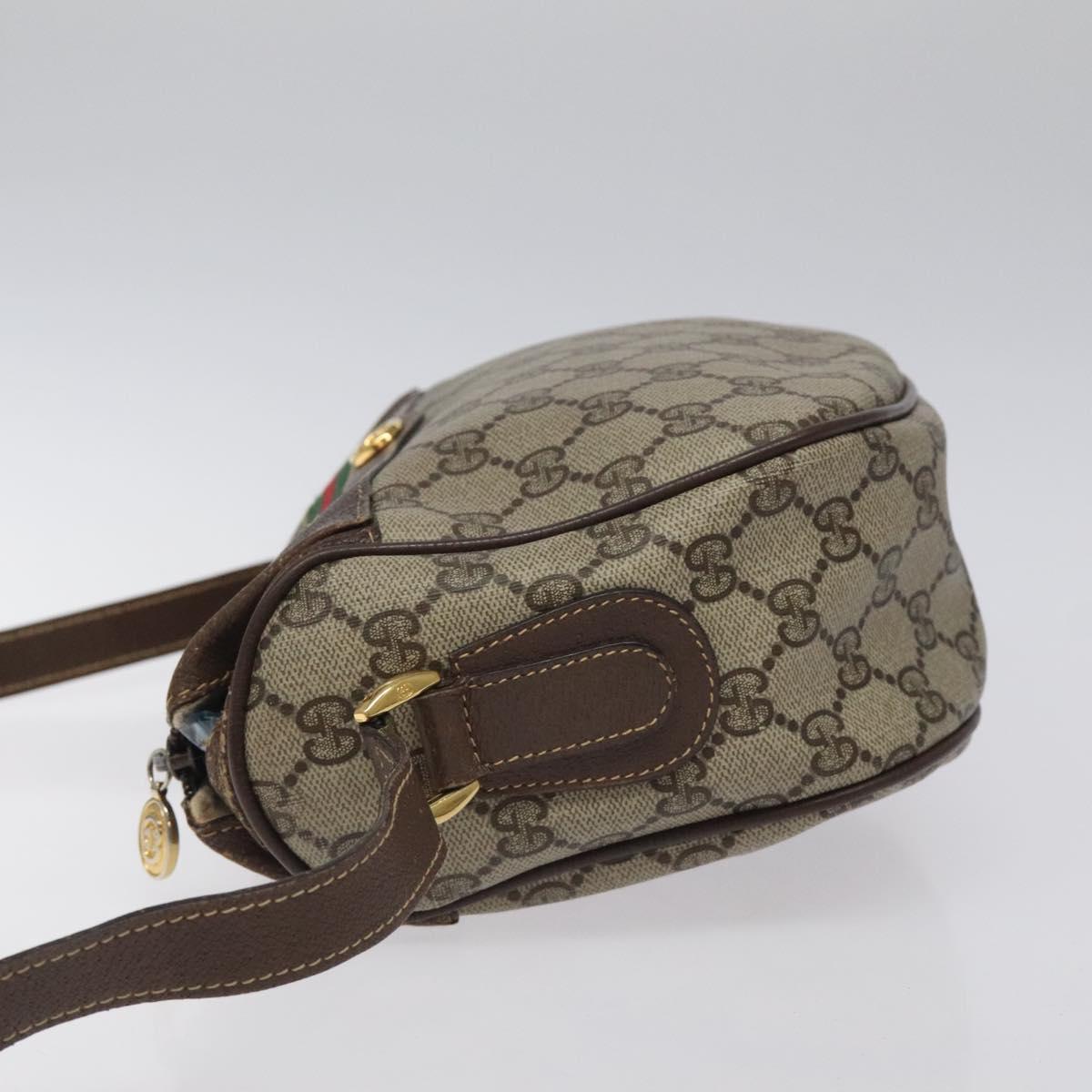 GUCCI GG Supreme Web Sherry Line Bag PVC Beige Gold 001 58 0918 Auth BA794