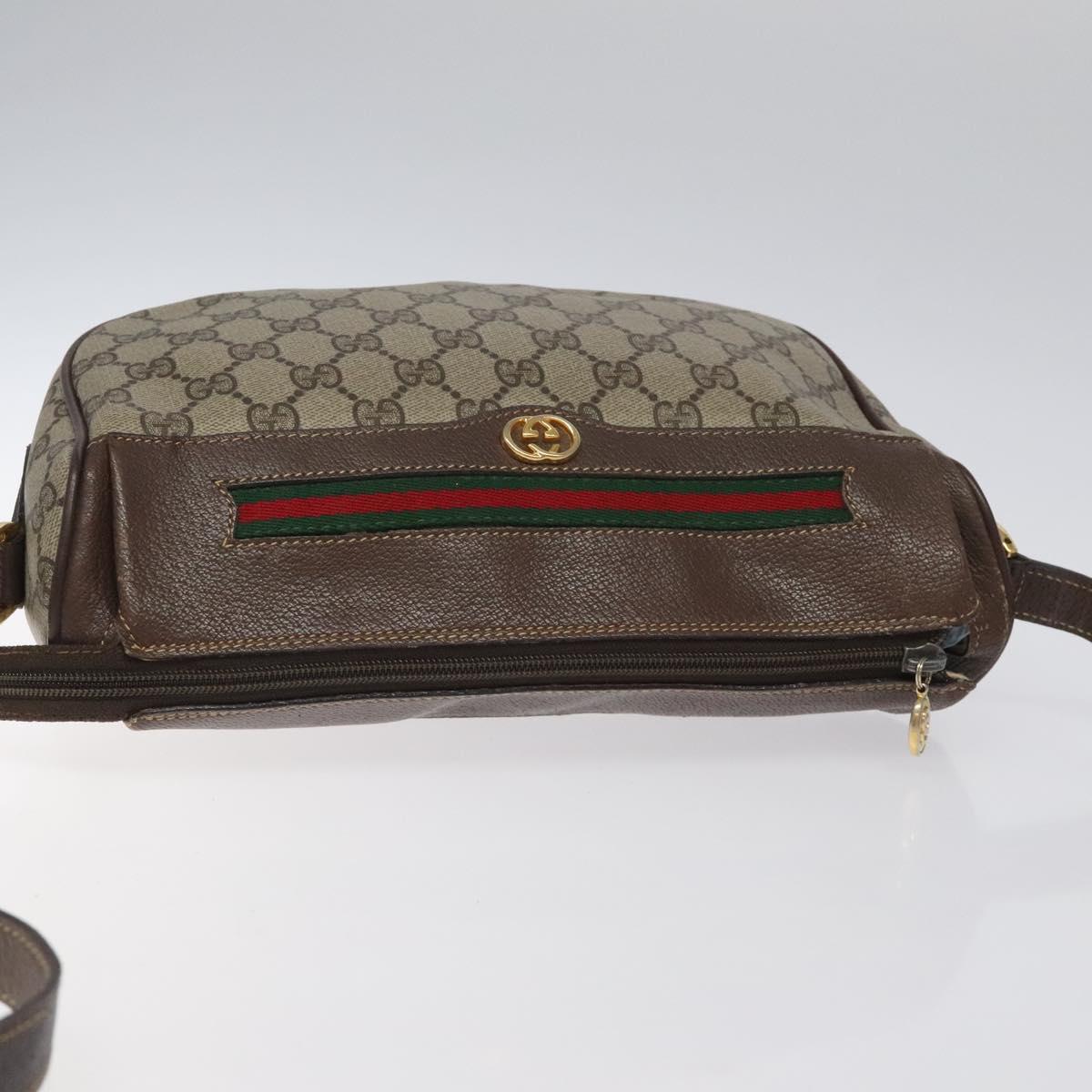 GUCCI GG Supreme Web Sherry Line Bag PVC Beige Gold 001 58 0918 Auth BA794
