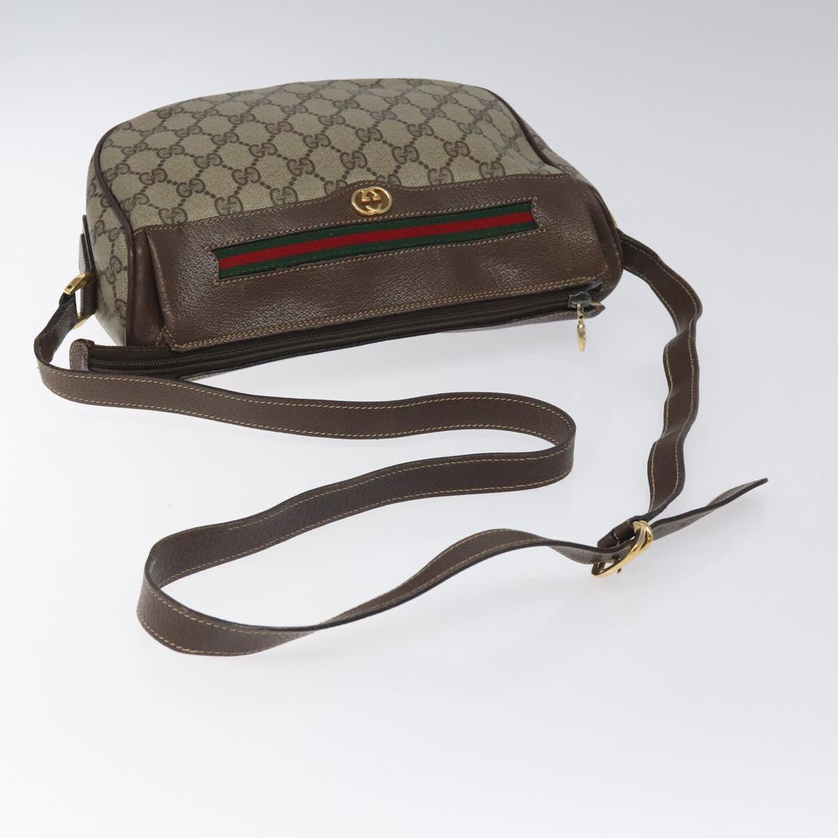GUCCI GG Supreme Web Sherry Line Bag PVC Beige Gold 001 58 0918 Auth BA794