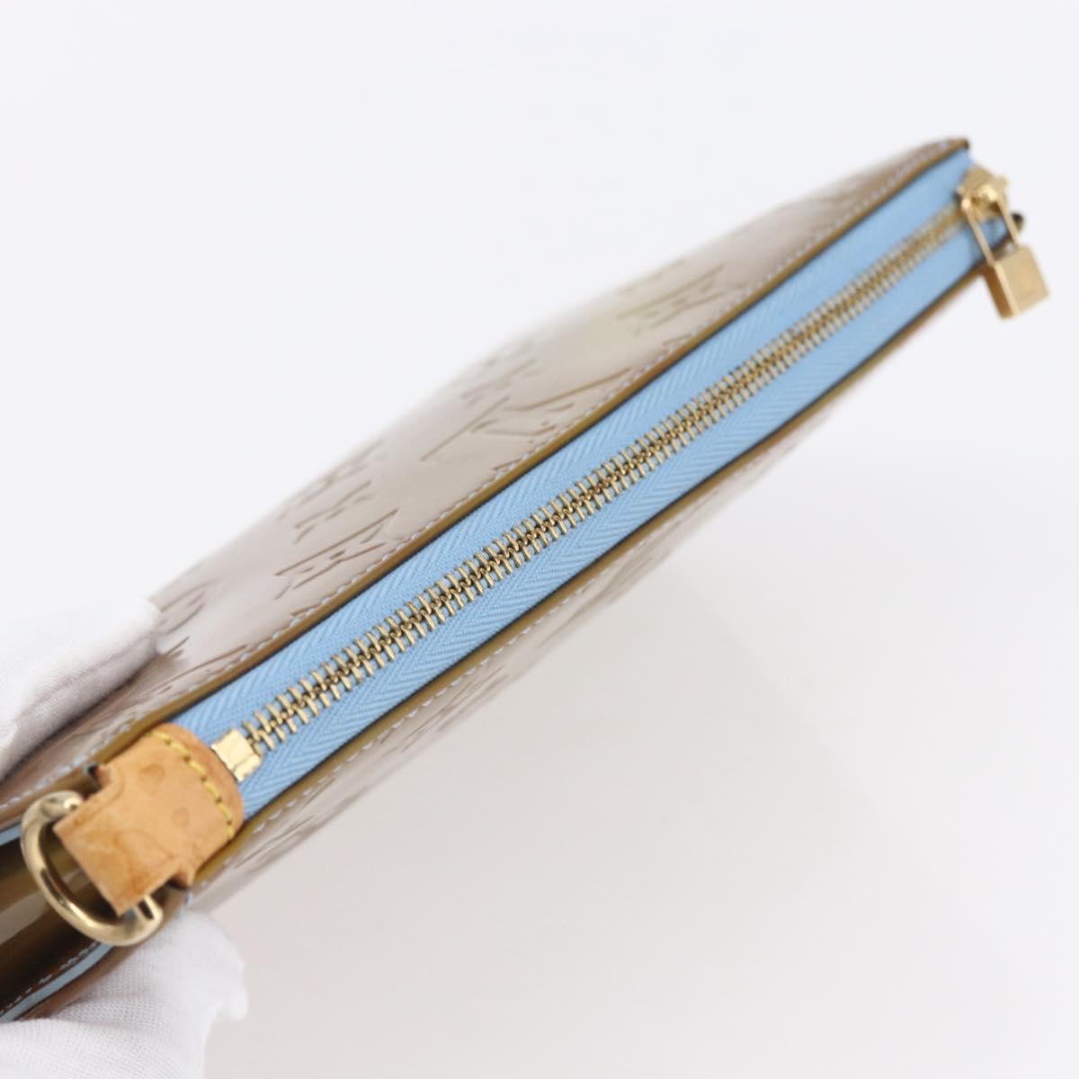 LOUIS VUITTON Monogram Vernis Lexington Pouch Baby Blue M91011 LV Auth BA7951