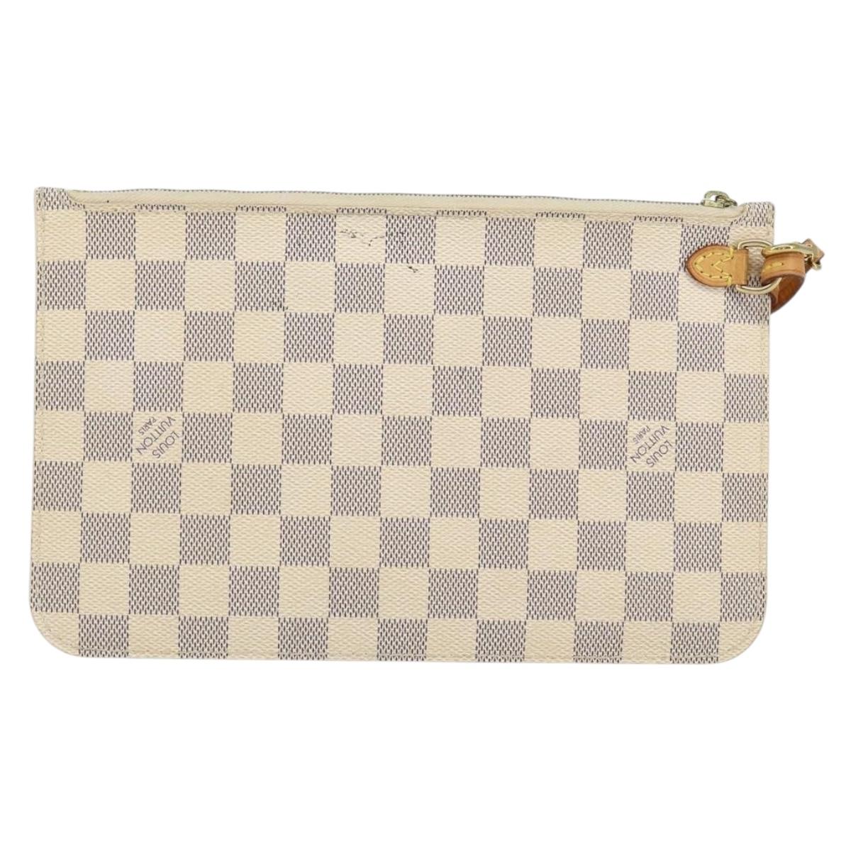 LOUIS VUITTON Damier Azur Neverfull MM Pouch LV Auth BA7953