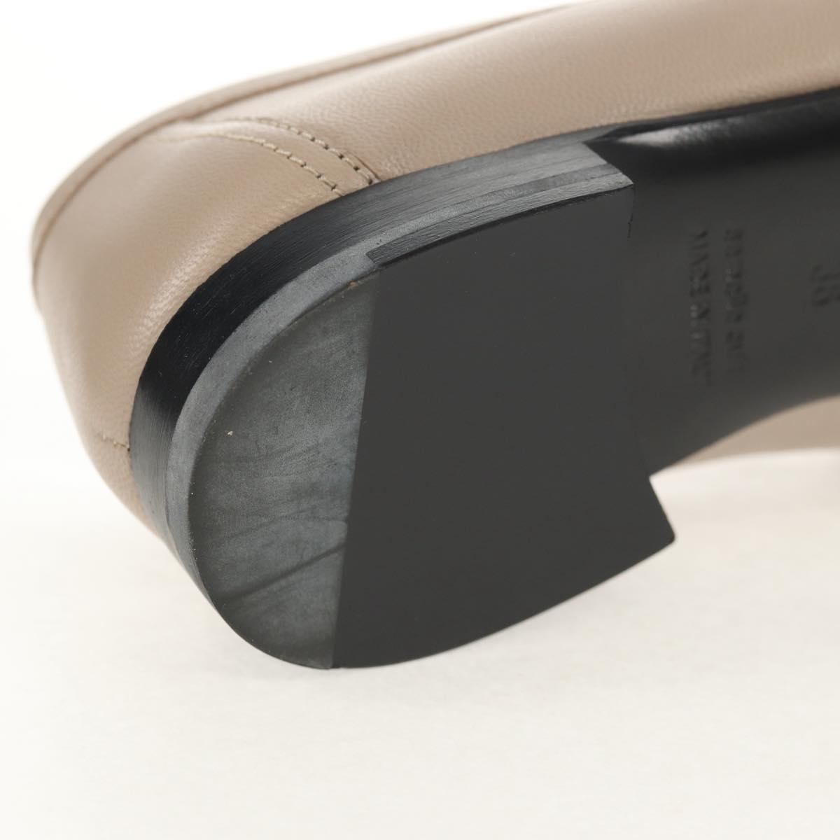 HERMES Moccasin Royale Shoes Leather Beige Auth BA7957M