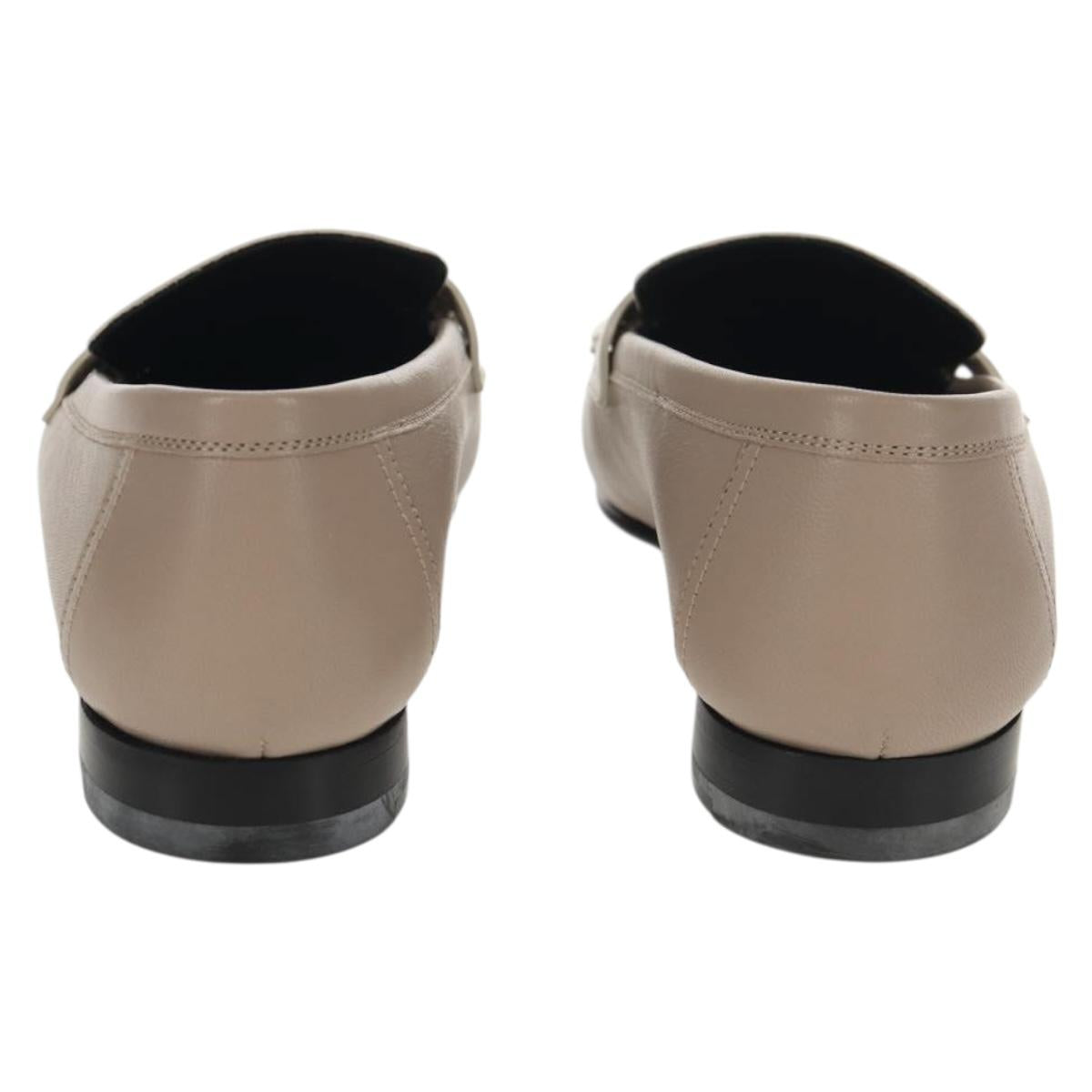 HERMES Moccasin Royale Shoes Leather Beige Auth BA7957M