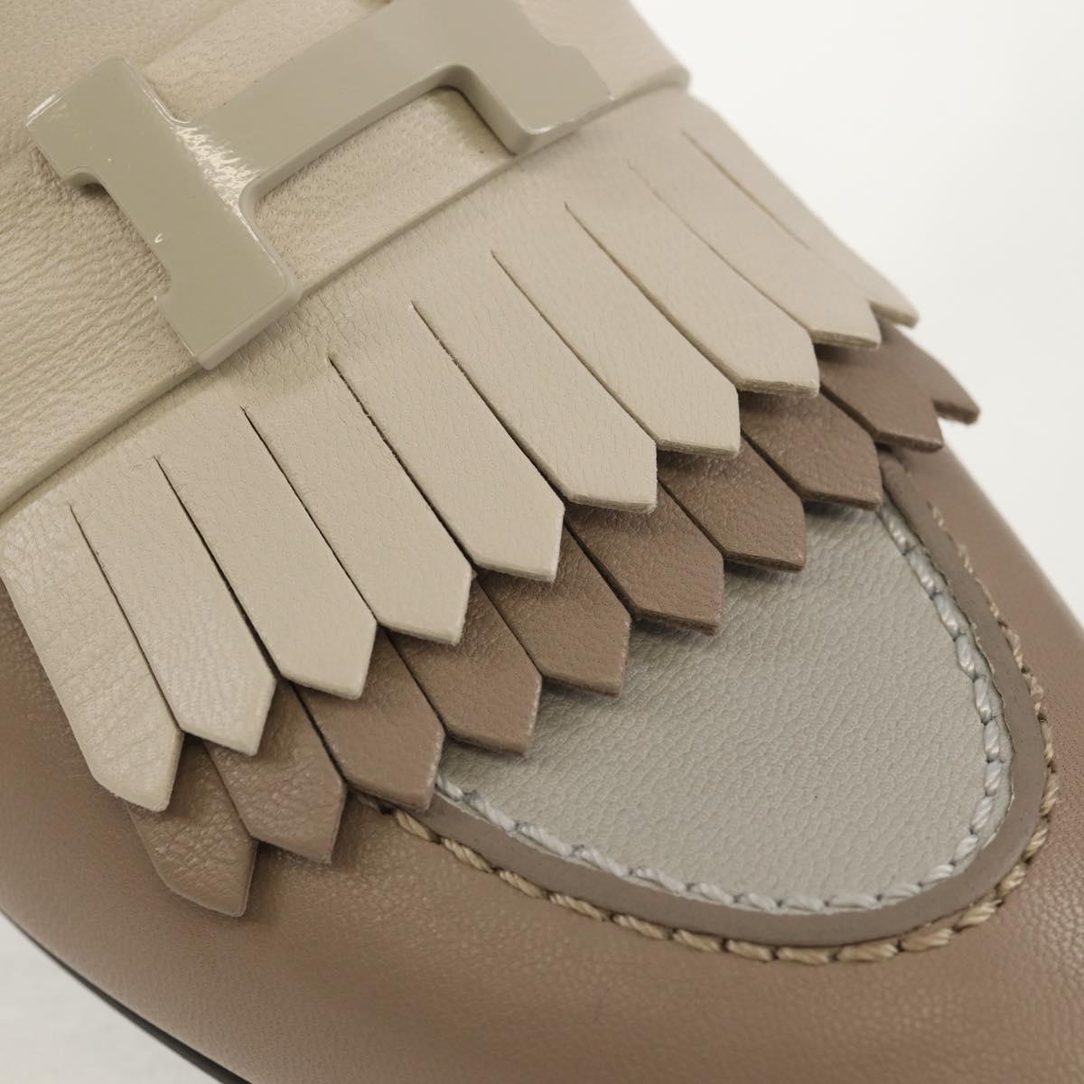 HERMES Moccasin Royale Shoes Leather Beige Auth BA7957M