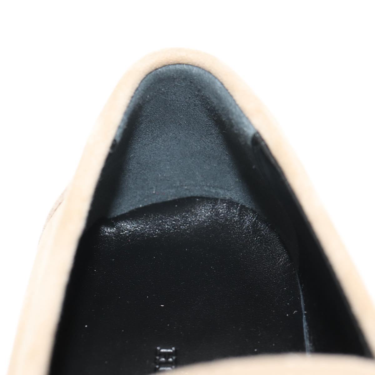 HERMES Destan Kelly Buckle Loafers Shoes Suede Beige Auth BA7958M