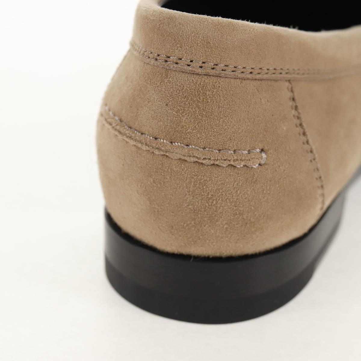 HERMES Destan Kelly Buckle Loafers Shoes Suede Beige Auth BA7958M