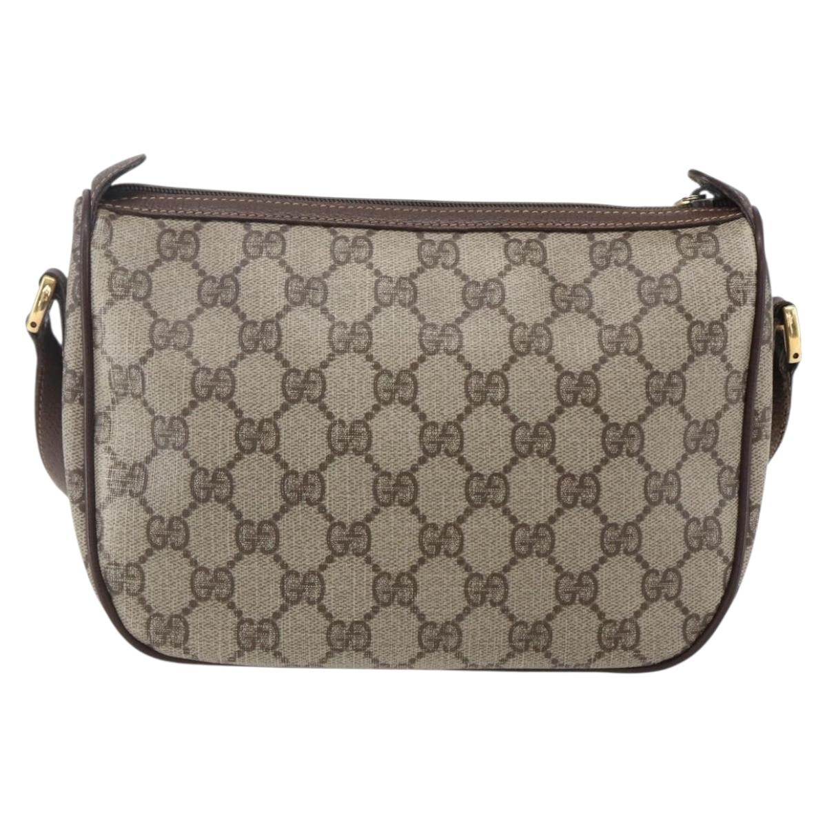 GUCCI GG Supreme Web Sherry Line Bag PVC Beige Gold 89 02 032 Auth BA7961