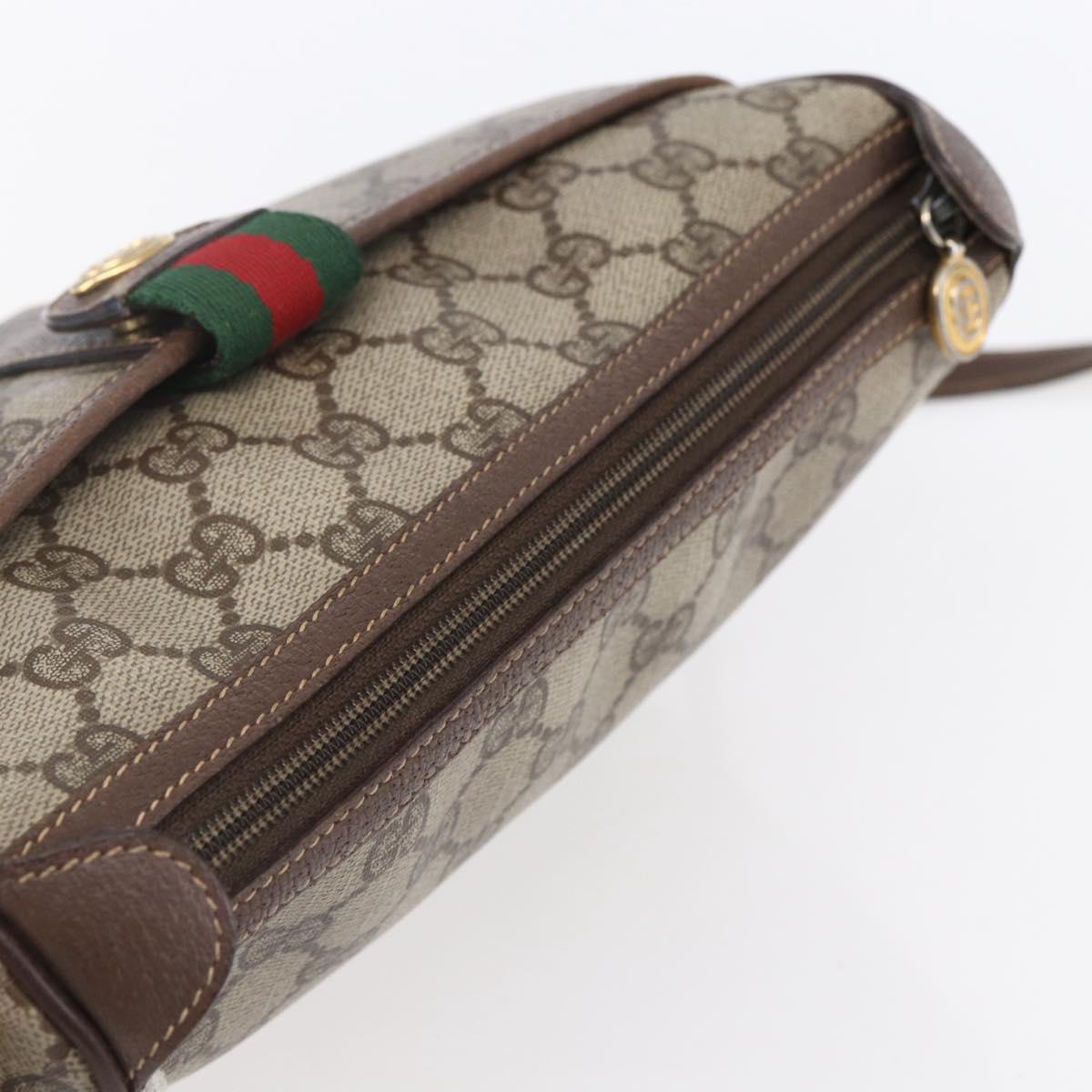 GUCCI GG Supreme Web Sherry Line Bag PVC Beige Gold 89 02 032 Auth BA7961