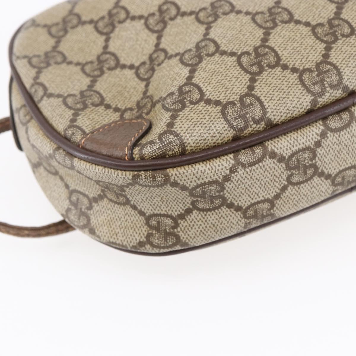 GUCCI GG Supreme Web Sherry Line Bag PVC Beige Gold 156 02 066 Auth BA7963