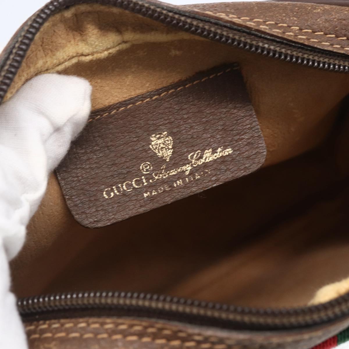 GUCCI GG Supreme Web Sherry Line Bag PVC Beige Gold 156 02 066 Auth BA7963