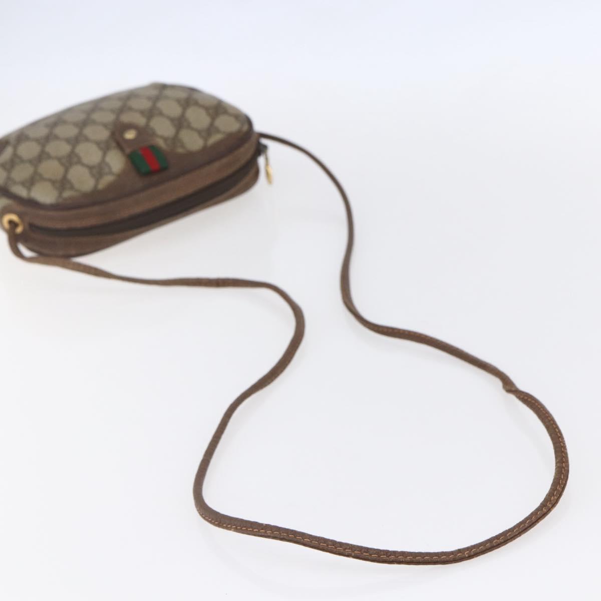 GUCCI GG Supreme Web Sherry Line Bag PVC Beige Gold 156 02 066 Auth BA7963