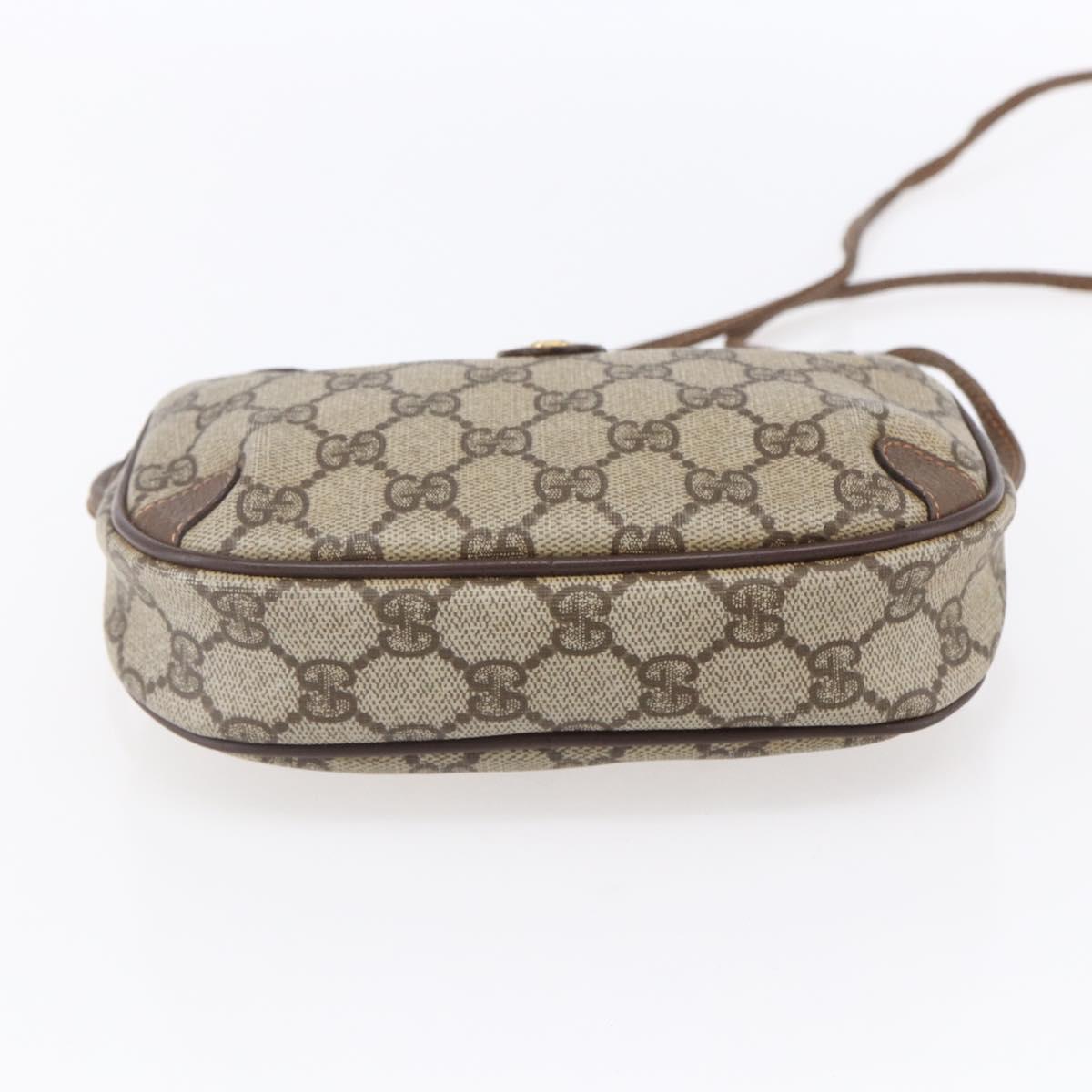 GUCCI GG Supreme Web Sherry Line Bag PVC Beige Gold 156 02 066 Auth BA7963