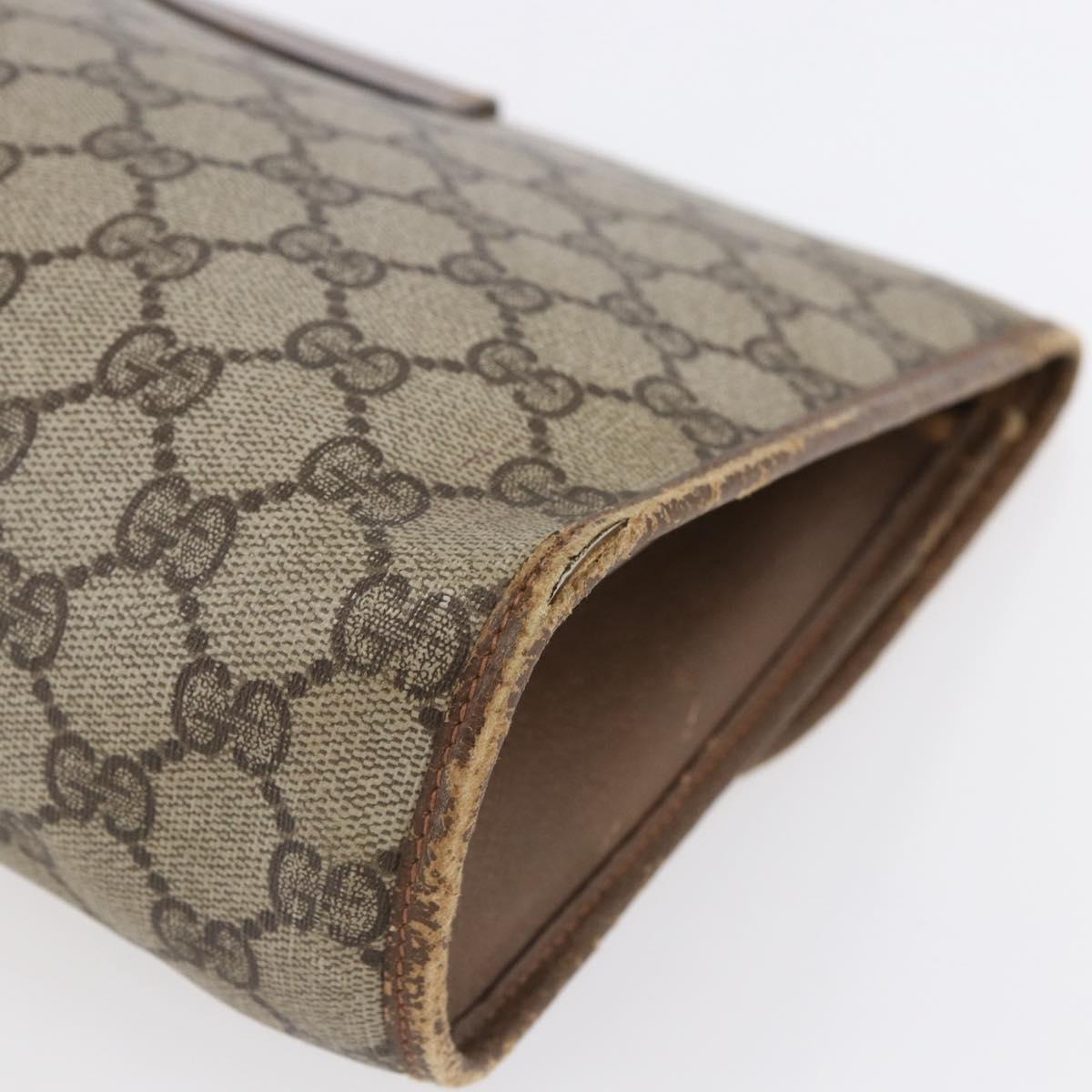 GUCCI GG Supreme Web Sherry Line Clutch Bag PVC Beige Gold 89 01 031 Auth BA7966