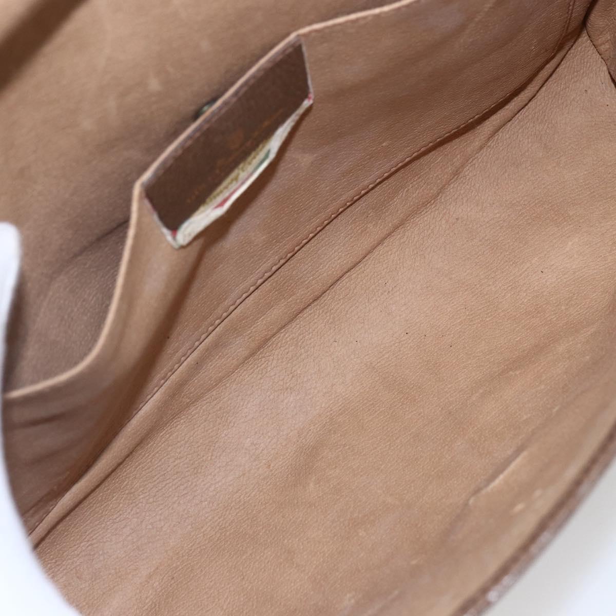 GUCCI GG Supreme Web Sherry Line Clutch Bag PVC Beige Gold 89 01 031 Auth BA7966