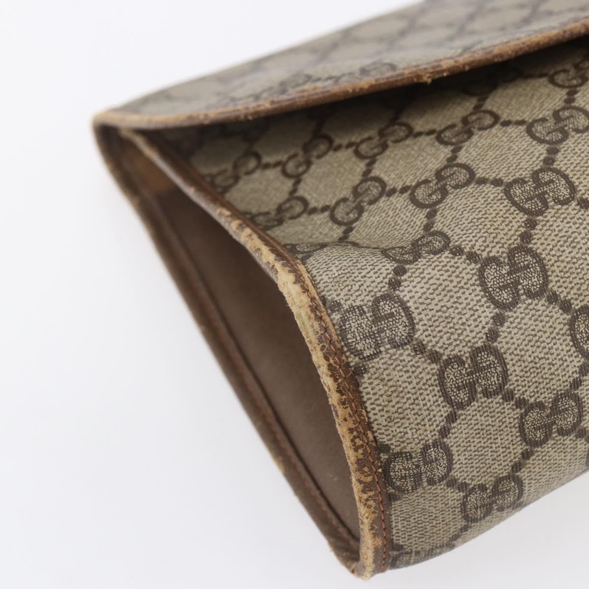 GUCCI GG Supreme Web Sherry Line Clutch Bag PVC Beige Gold 89 01 031 Auth BA7966