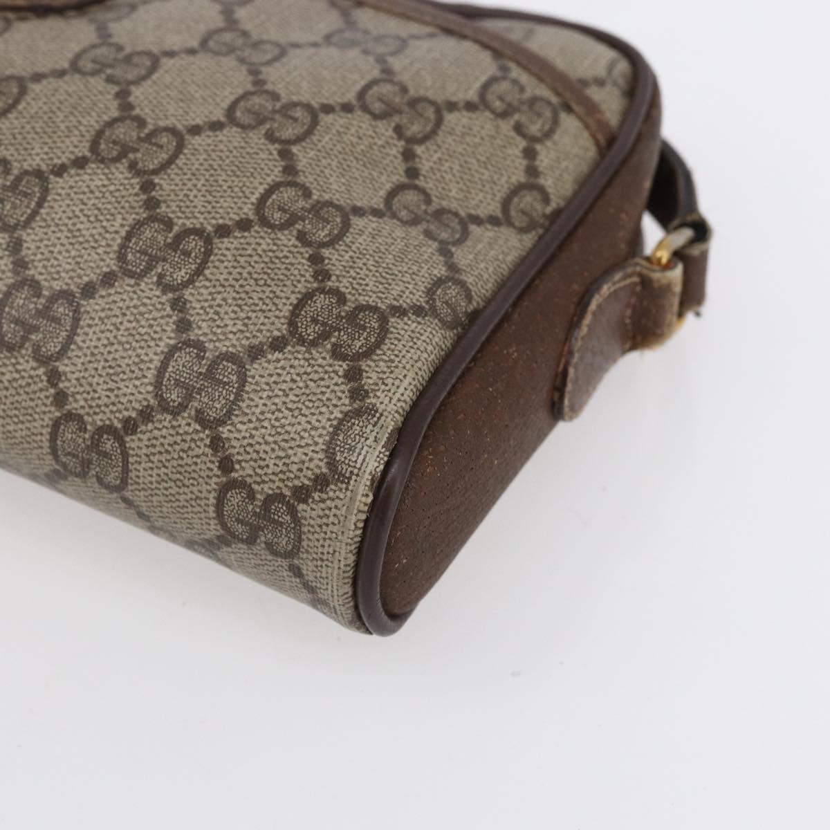 GUCCI GG Supreme Web Sherry Line Bag PVC Beige Gold 116 02 089 Auth BA7968