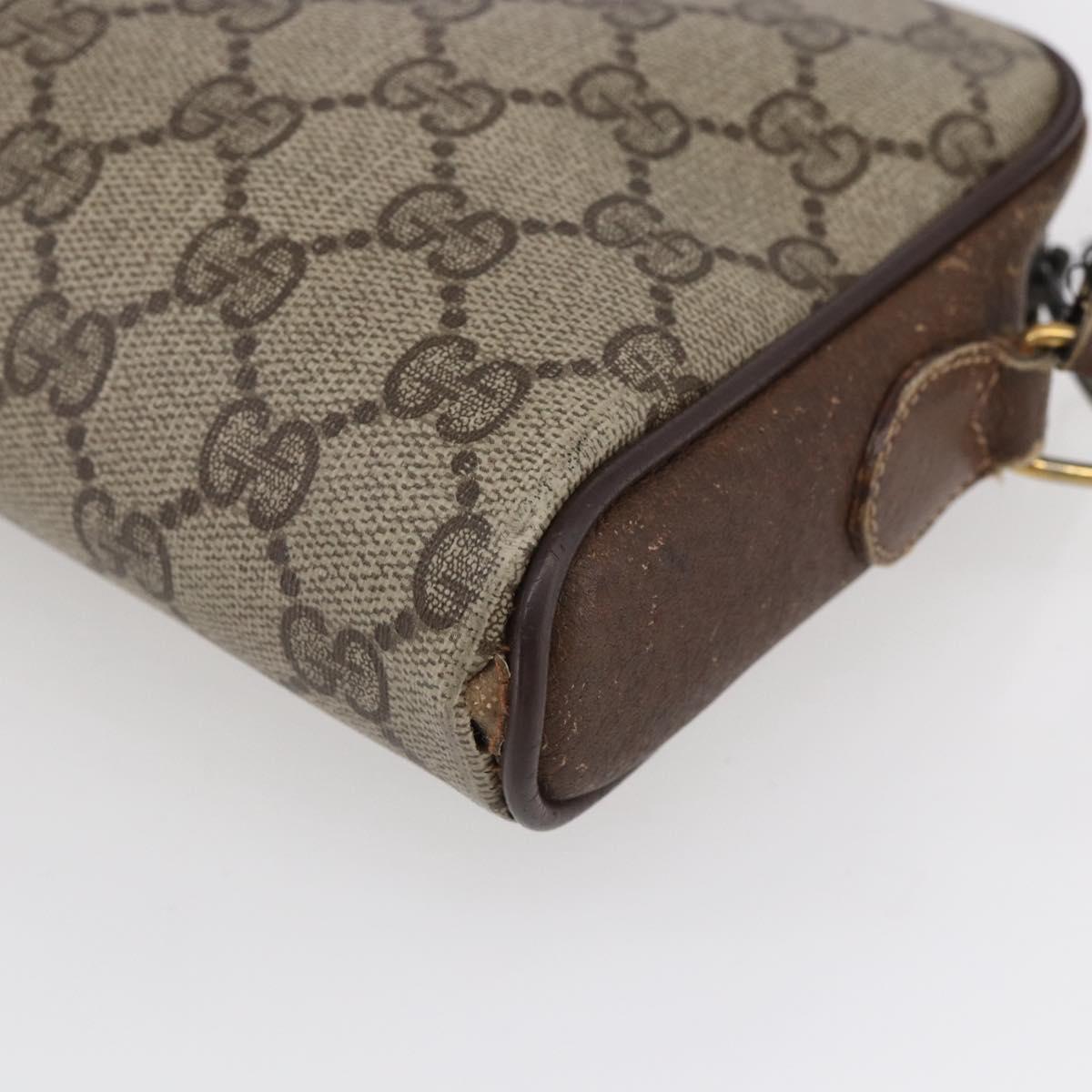 GUCCI GG Supreme Web Sherry Line Bag PVC Beige Gold 116 02 089 Auth BA7968