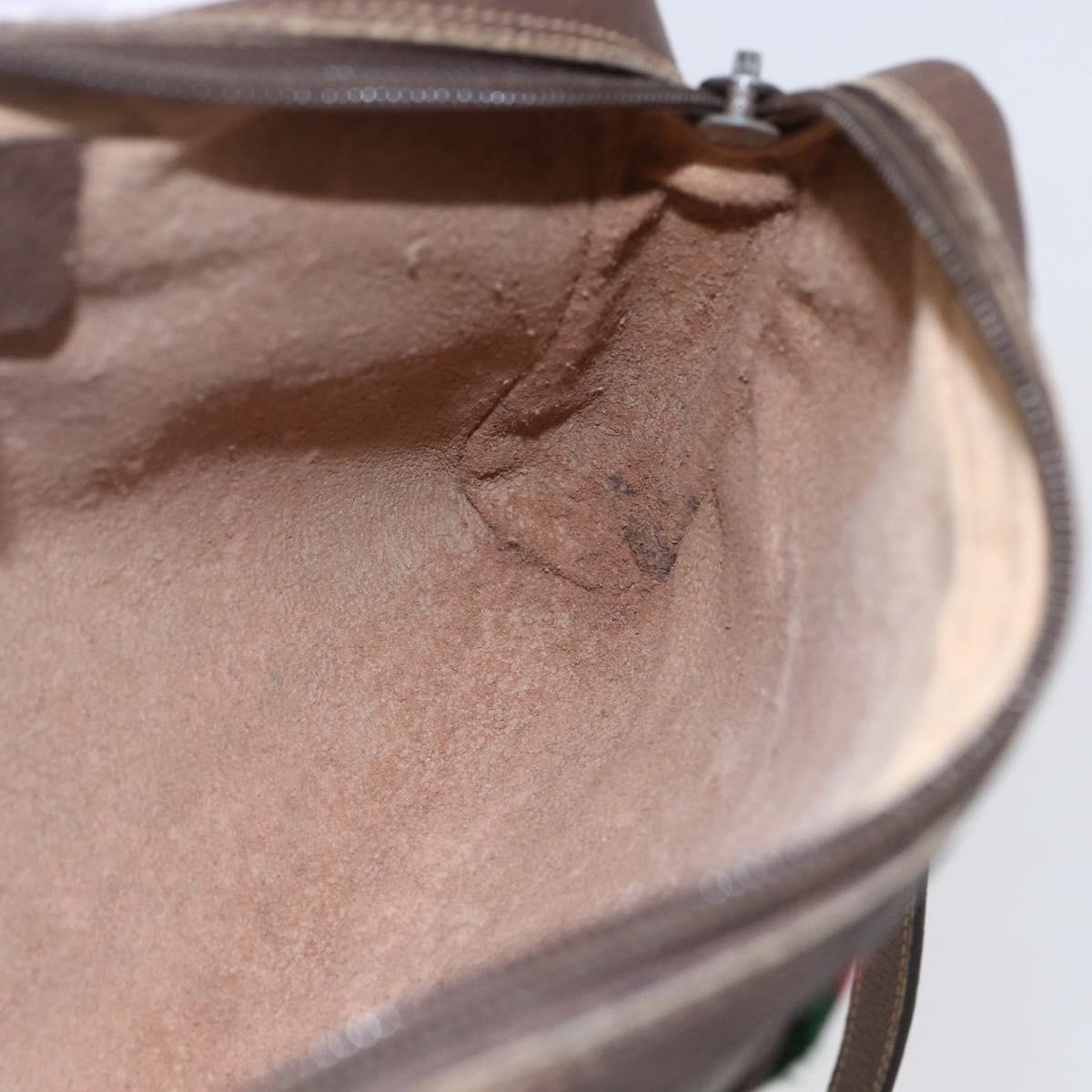 GUCCI GG Supreme Web Sherry Line Bag PVC Beige Gold 116 02 089 Auth BA7968