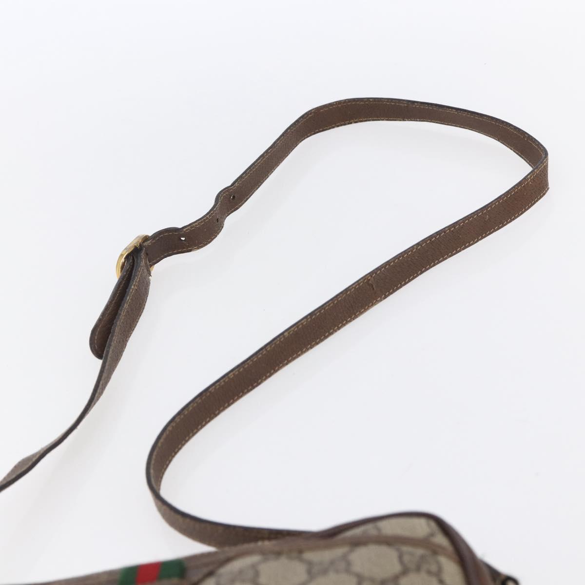 GUCCI GG Supreme Web Sherry Line Bag PVC Beige Gold 116 02 089 Auth BA7968