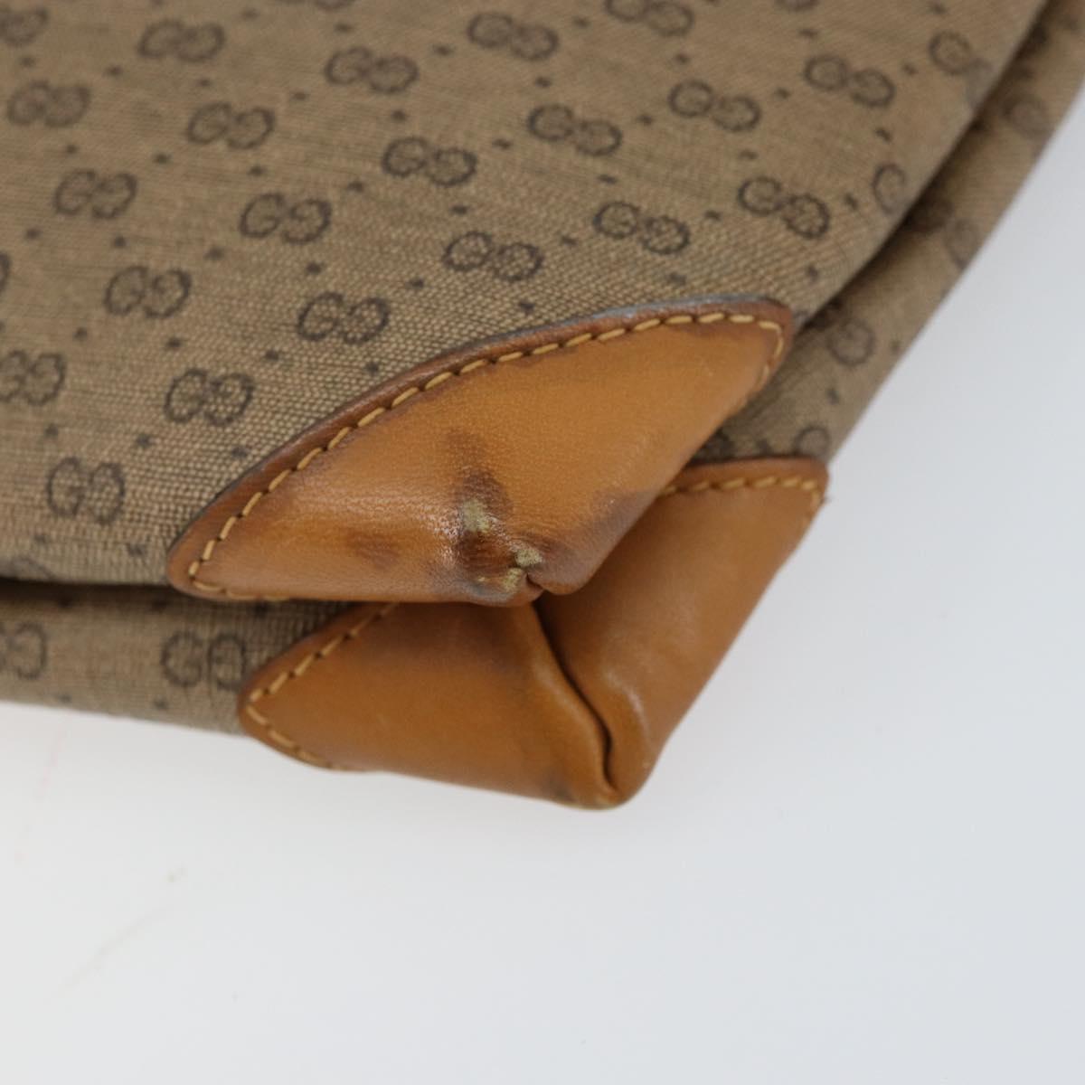 GUCCI Micro GG Supreme Shoulder Bag PVC Beige Gold Auth BA7969