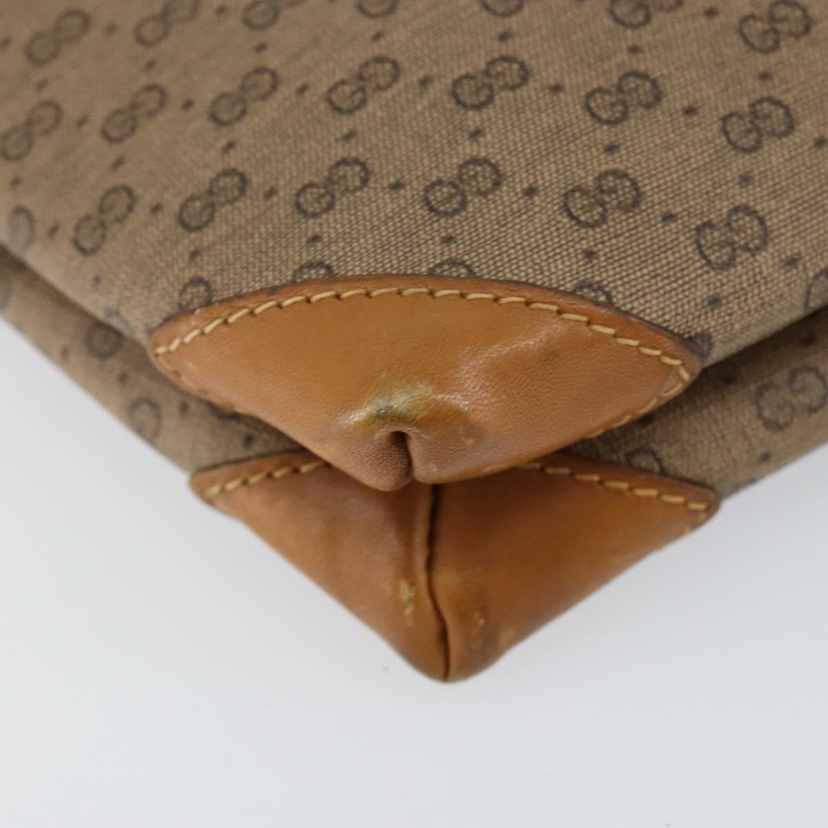 GUCCI Micro GG Supreme Shoulder Bag PVC Beige Gold Auth BA7969