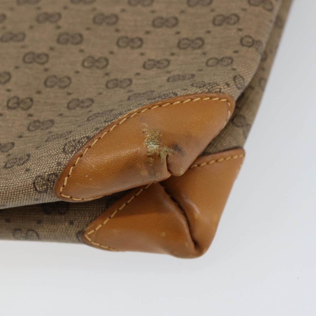 GUCCI Micro GG Supreme Shoulder Bag PVC Beige Gold Auth BA7969