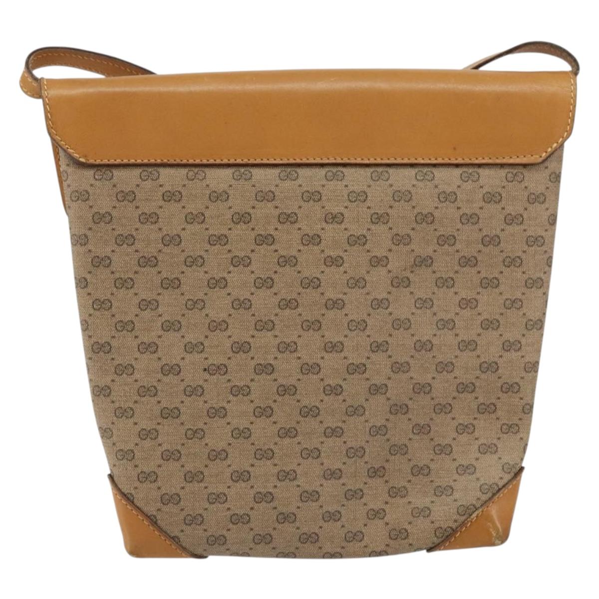 GUCCI Micro GG Supreme Shoulder Bag PVC Beige Gold Auth BA7969