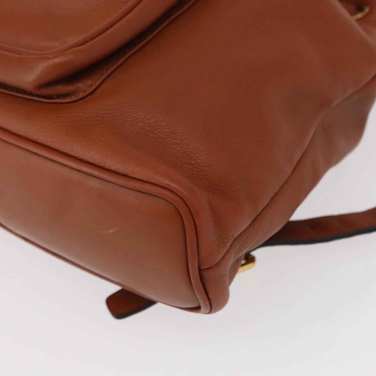 GUCCI Bamboo Backpack Leather Brown Gold 003 2058 0030 Auth BA7970