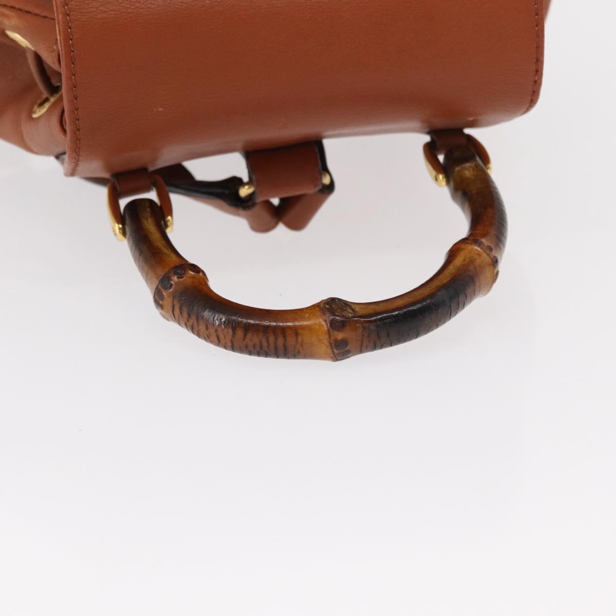 GUCCI Bamboo Backpack Leather Brown Gold 003 2058 0030 Auth BA7970