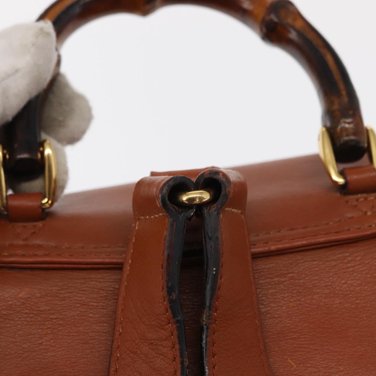 GUCCI Bamboo Backpack Leather Brown Gold 003 2058 0030 Auth BA7970