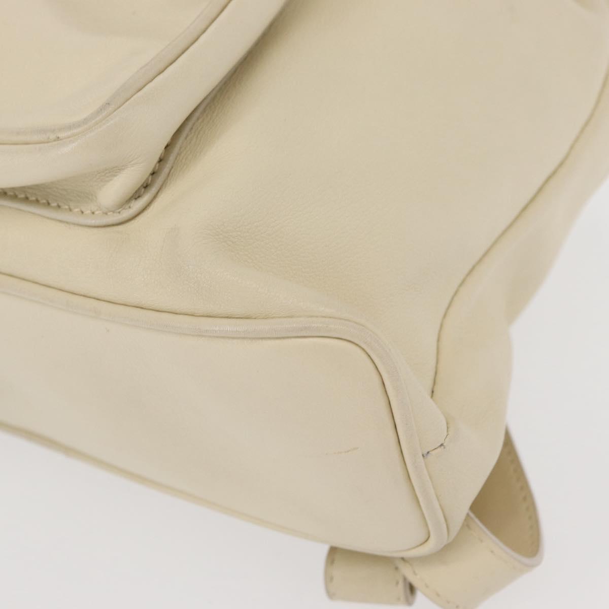 GUCCI Bamboo Backpack Leather White Gold 003 2058 0030 Auth BA7971