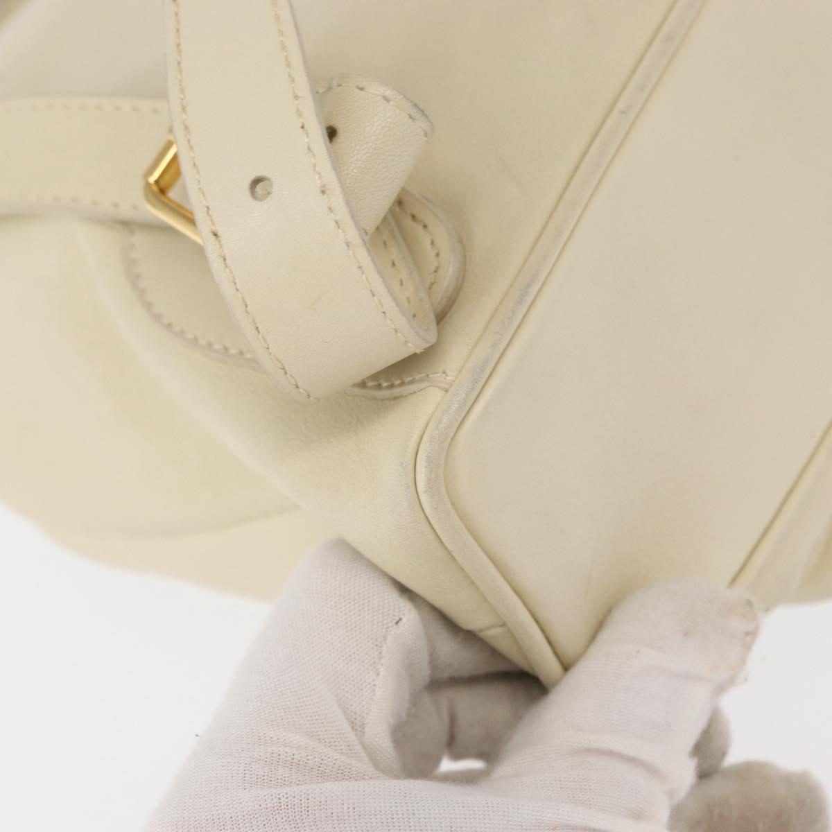 GUCCI Bamboo Backpack Leather White Gold 003 2058 0030 Auth BA7971