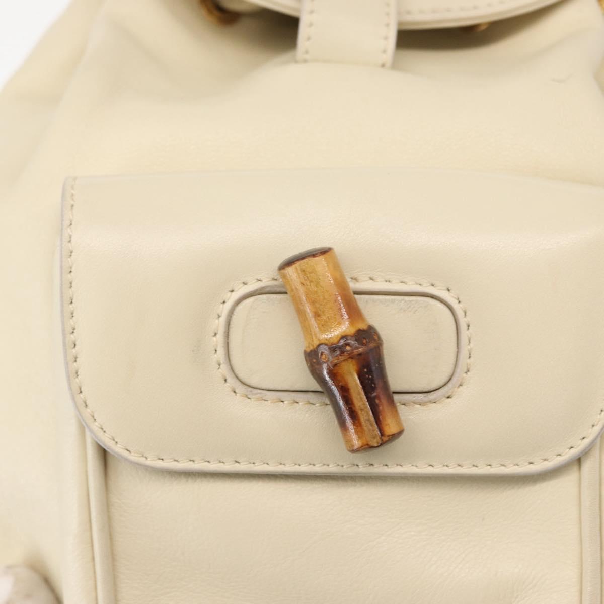 GUCCI Bamboo Backpack Leather White Gold 003 2058 0030 Auth BA7971