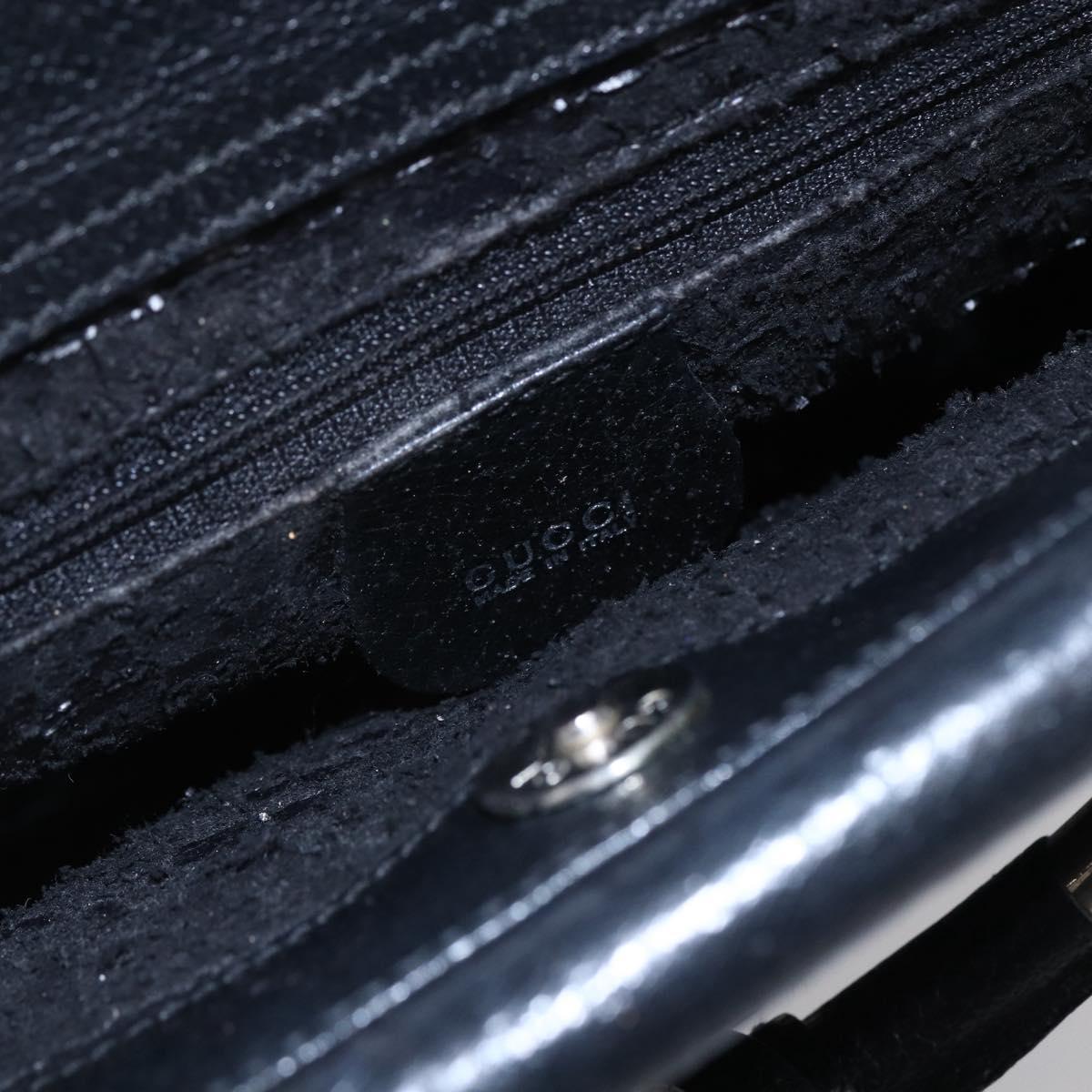 GUCCI Hand Bag Leather 2way Black Silver Auth BA7972