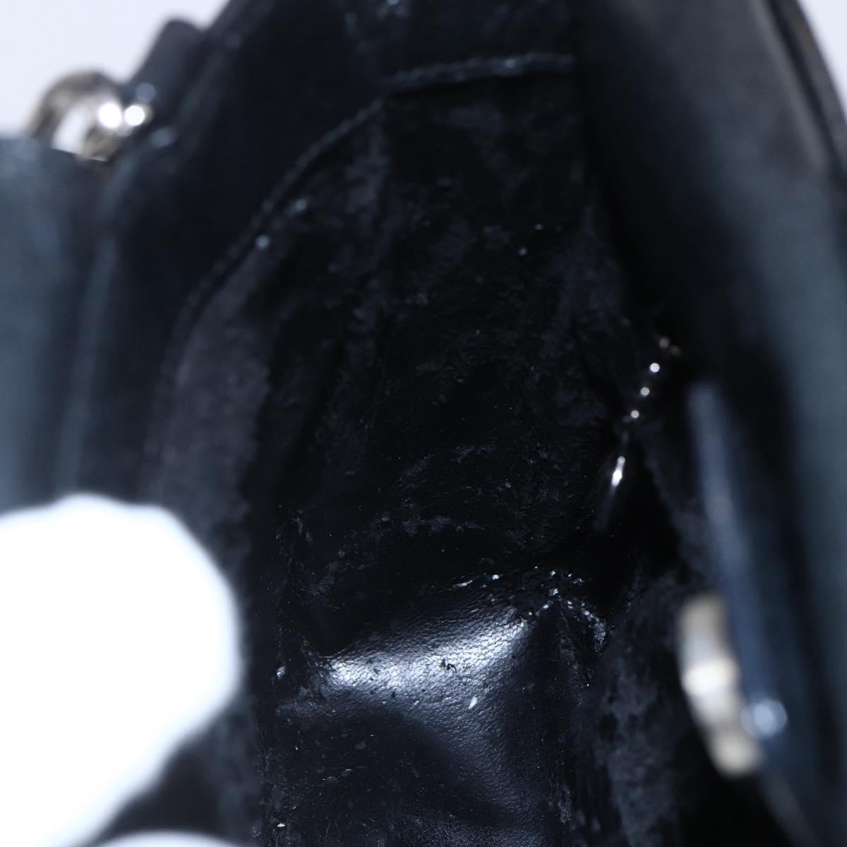 GUCCI Hand Bag Leather 2way Black Silver Auth BA7972