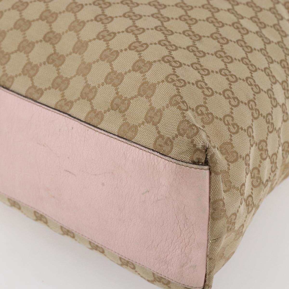 GUCCI GG Canvas Sherry Line Tote Bag Beige Gold 131233 Auth BA7975