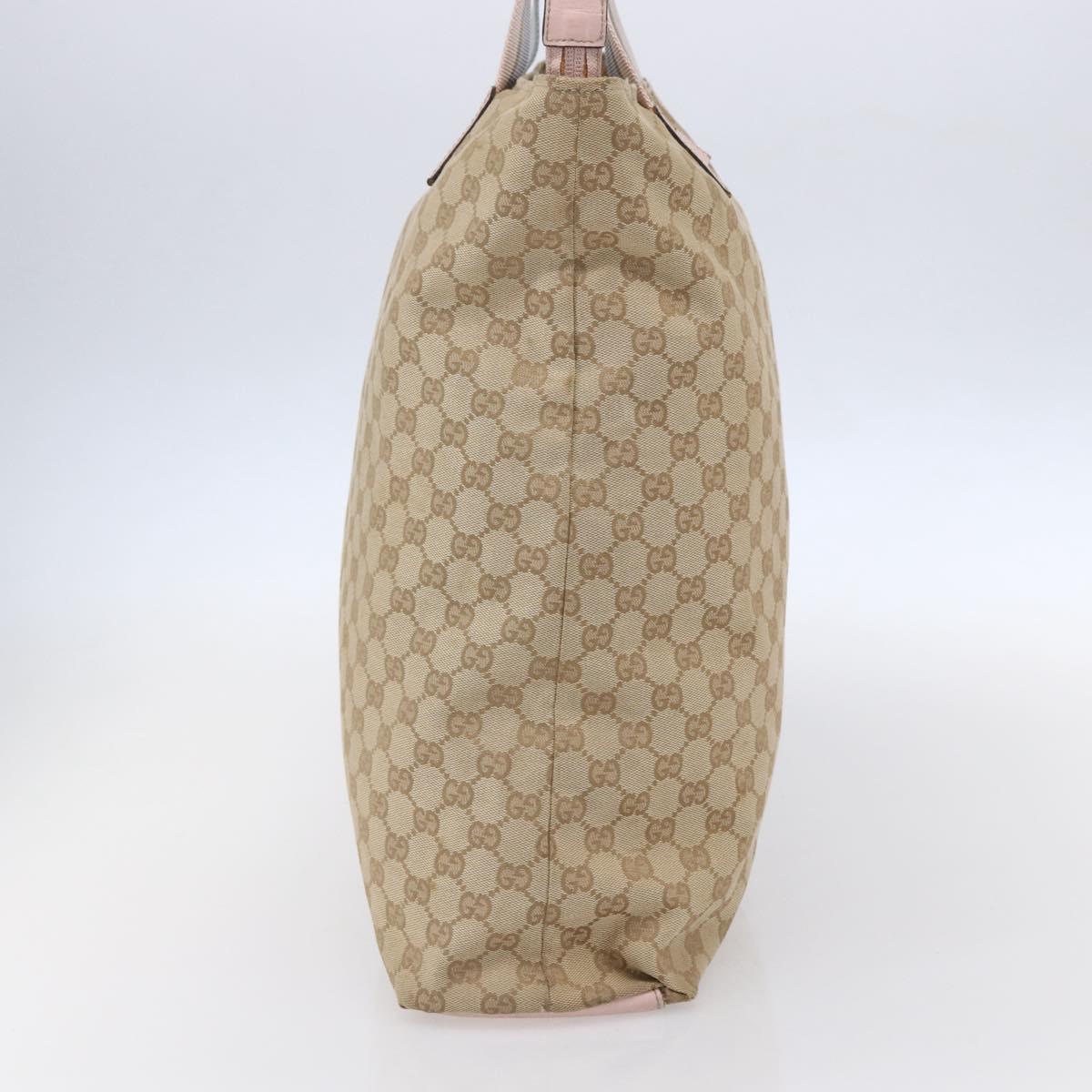 GUCCI GG Canvas Sherry Line Tote Bag Beige Gold 131233 Auth BA7975