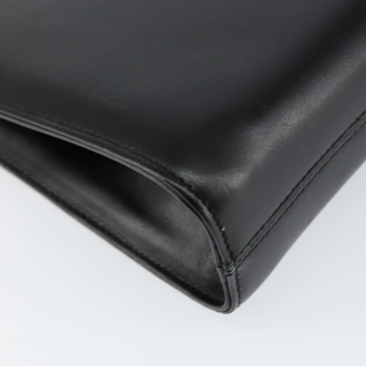 Salvatore Ferragamo Gancini Chain Shoulder Bag Leather Black Gold Auth BA7978