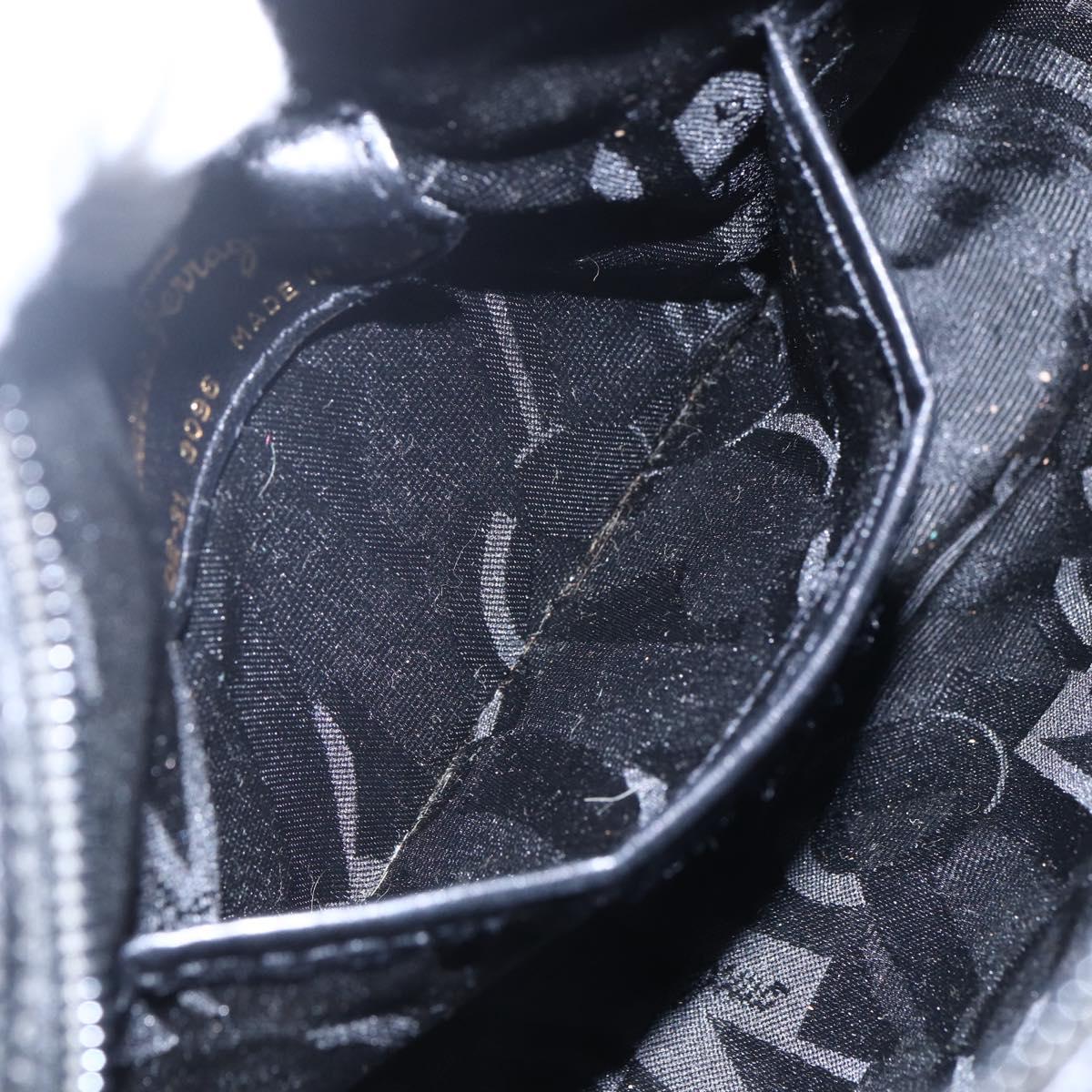 Salvatore Ferragamo Vala Shoulder Bag Leather Black Gold Auth BA7980