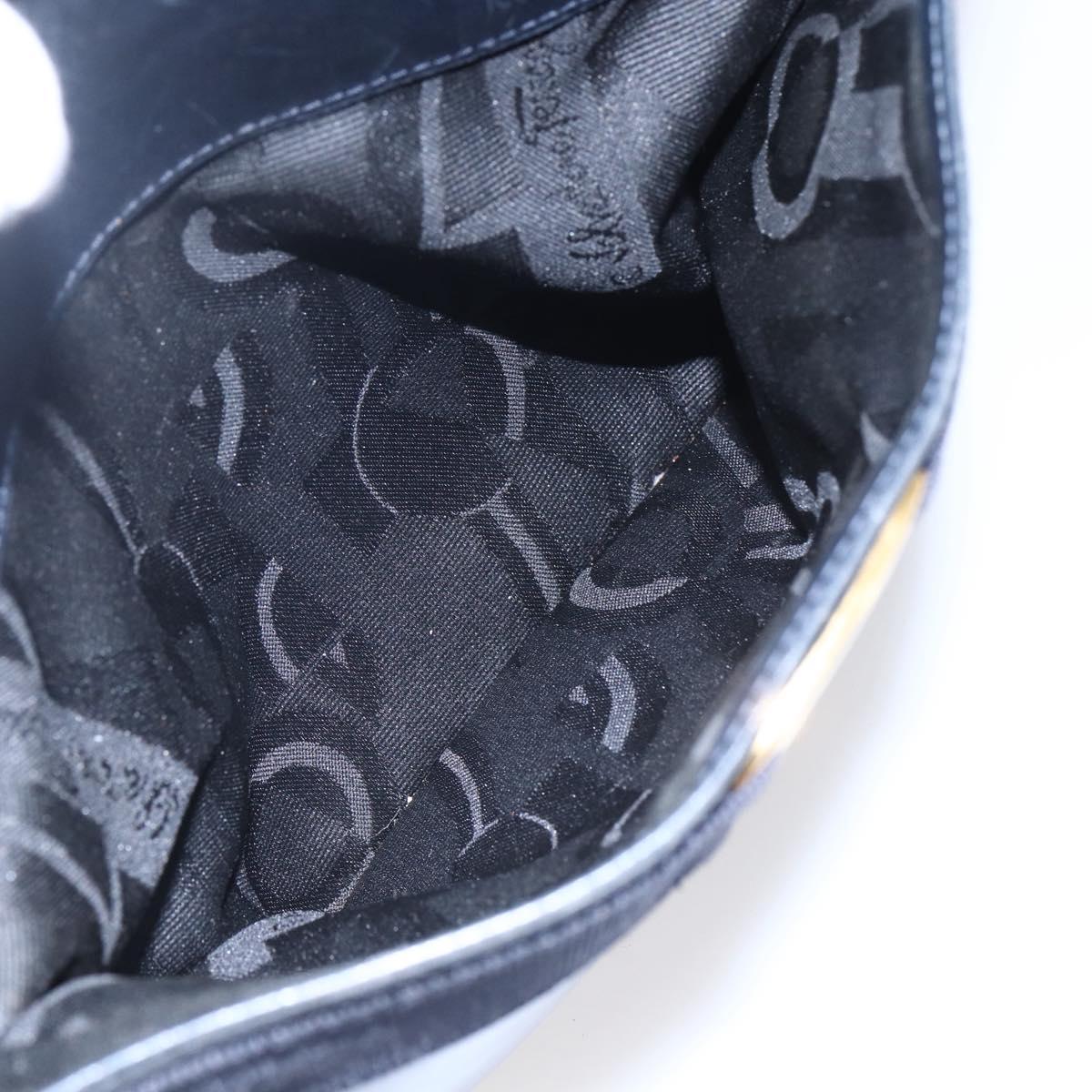 Salvatore Ferragamo Vala Shoulder Bag Leather Navy Gold Auth BA7981