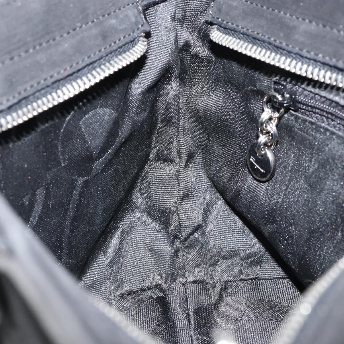 Salvatore Ferragamo Vala Hand Bag Suede Black Gold Auth BA7982