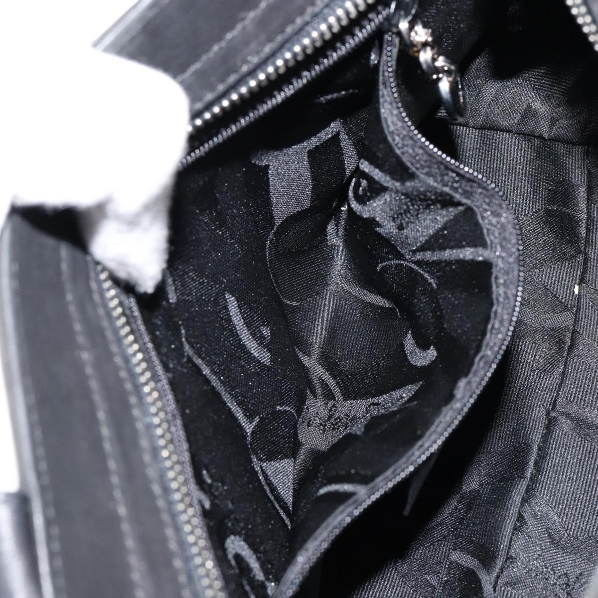 Salvatore Ferragamo Vala Hand Bag Suede Black Gold Auth BA7982