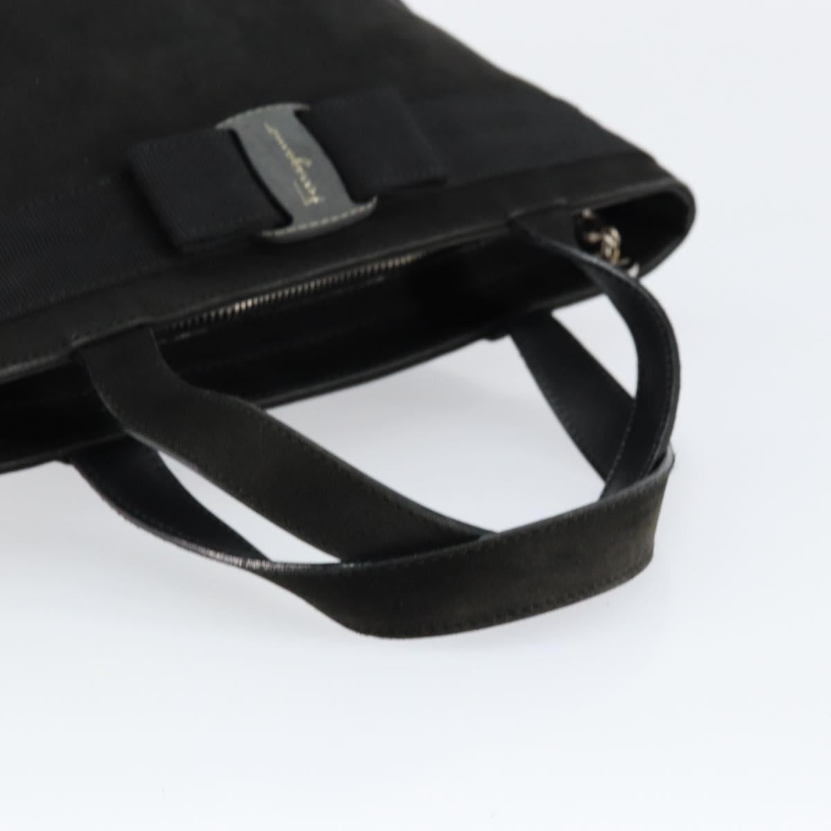 Salvatore Ferragamo Vala Hand Bag Suede Black Gold Auth BA7982