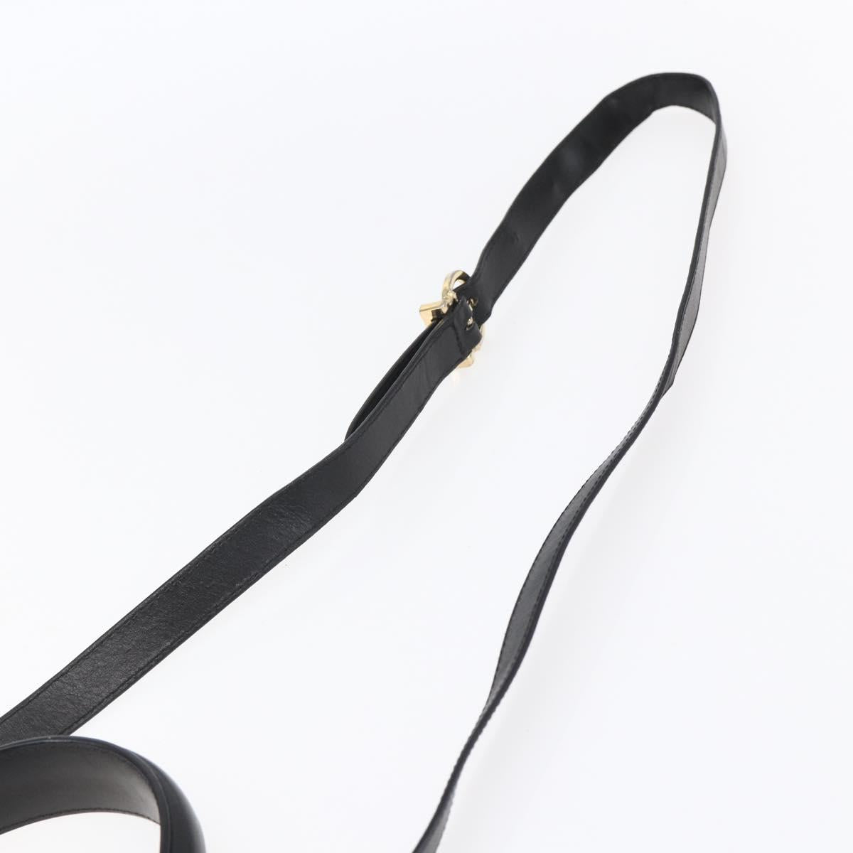 Salvatore Ferragamo Gancini Hand Bag Leather 2way Black Gold Auth BA7984