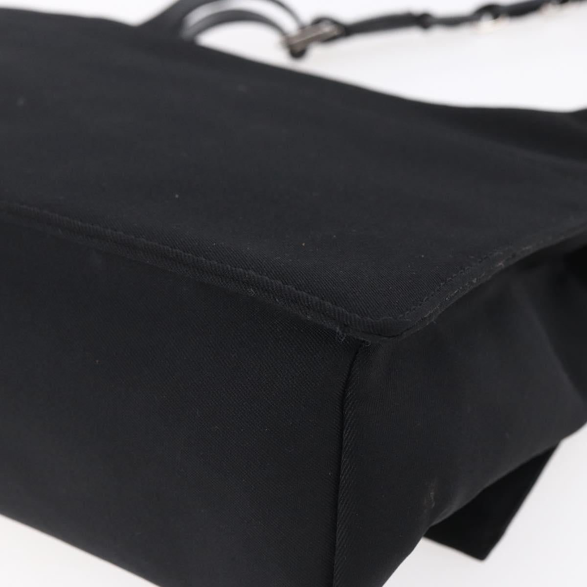 Salvatore Ferragamo Vala Shoulder Bag Canvas Black Silver Auth BA7986