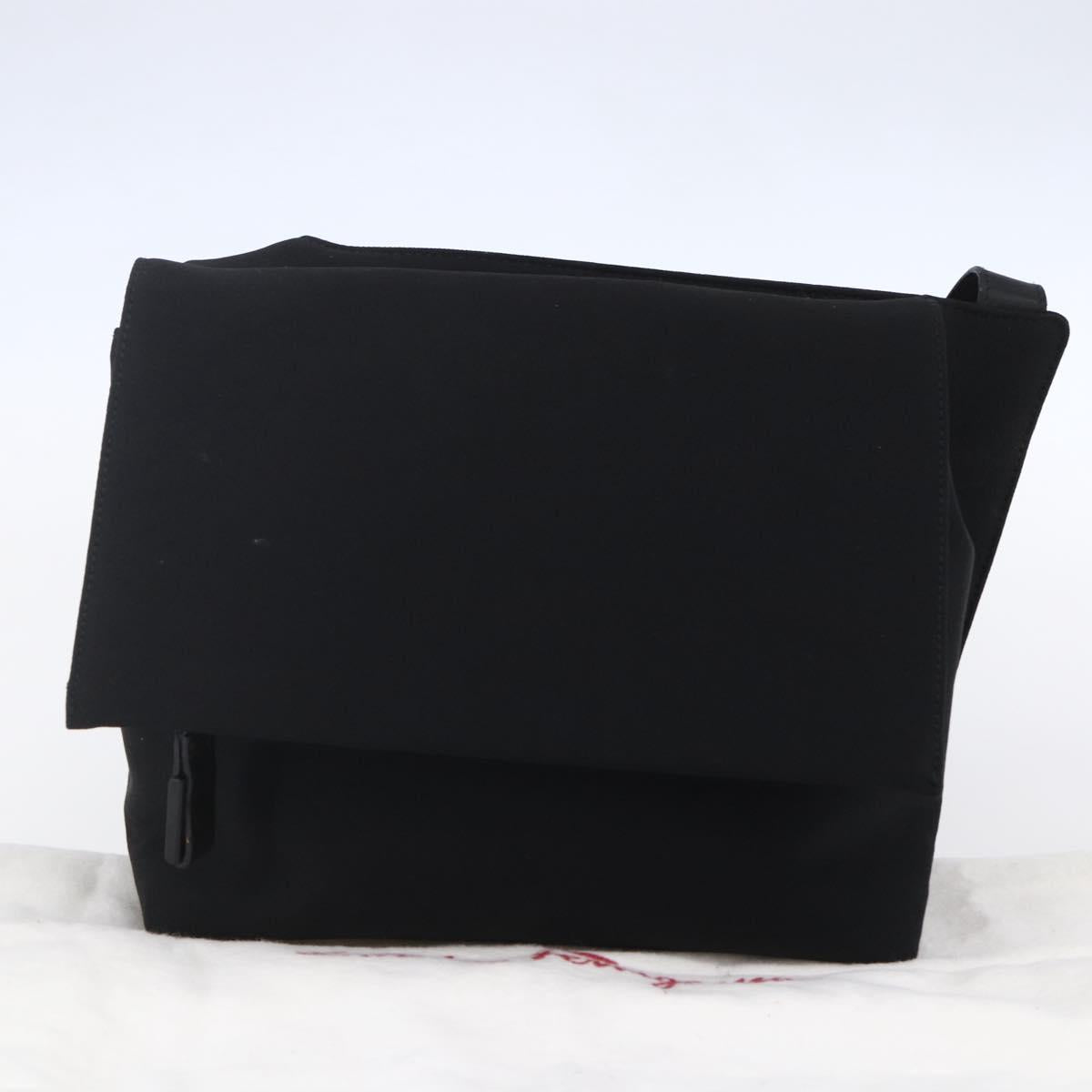 Salvatore Ferragamo Vala Shoulder Bag Canvas Black Silver Auth BA7986