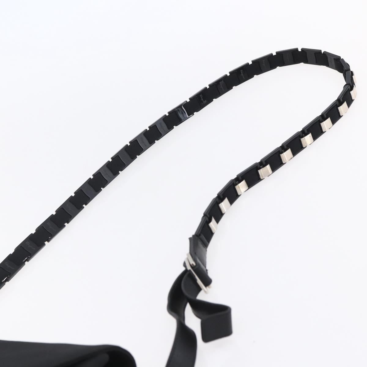 Salvatore Ferragamo Vala Shoulder Bag Canvas Black Silver Auth BA7986