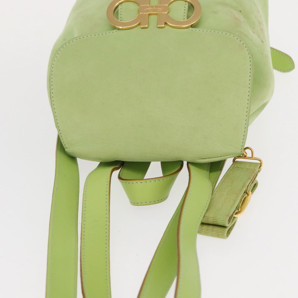 Salvatore Ferragamo Backpack Suede Green Gold Auth BA7987